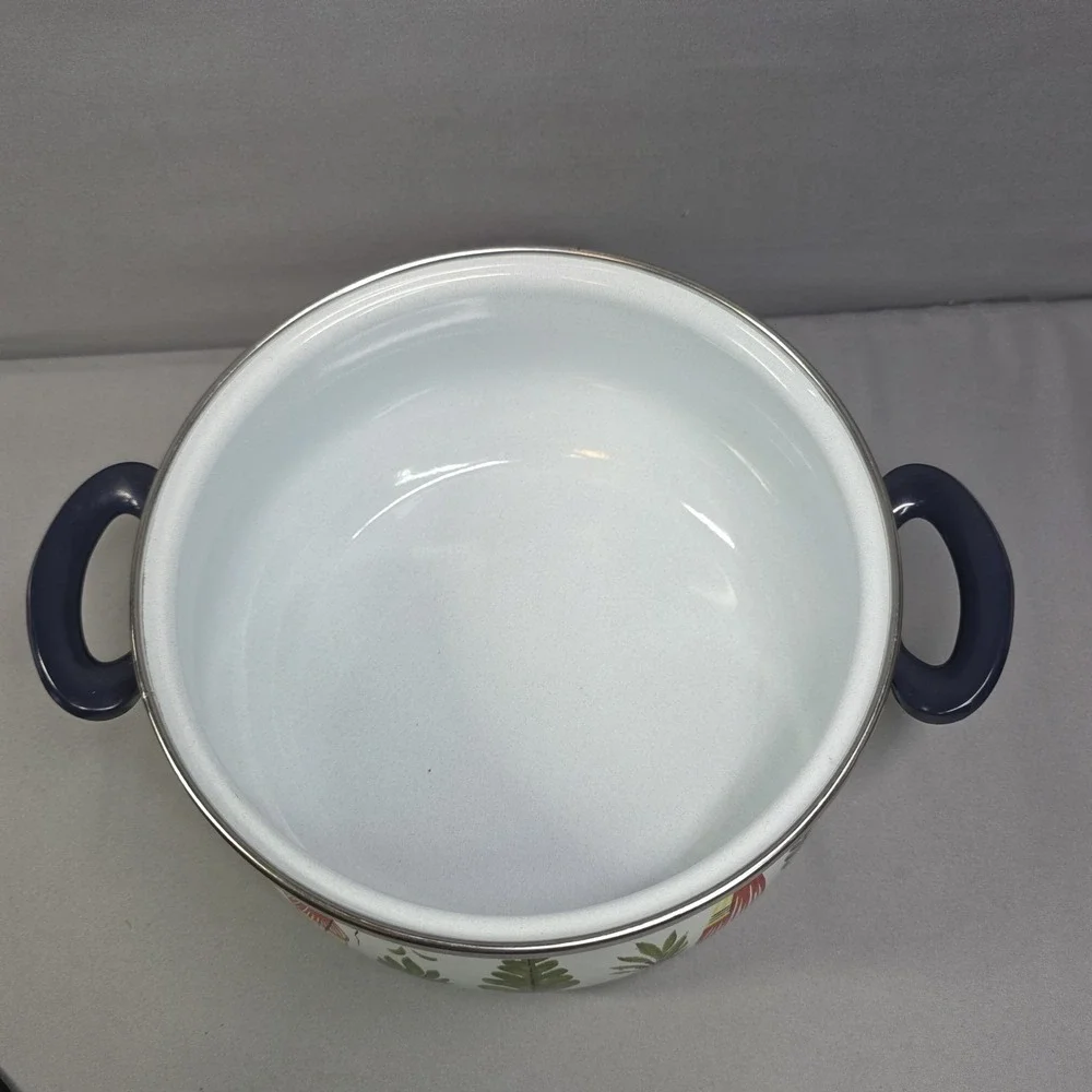 RARE Henriot Quimper Metal Dutch Oven Enamelware Breton Man & Woman Lady Pot HB